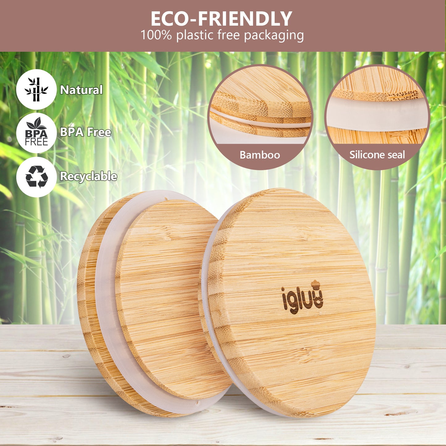 Glass Food Storage Jars with Bamboo Lids - 900 ml - 3 PACK