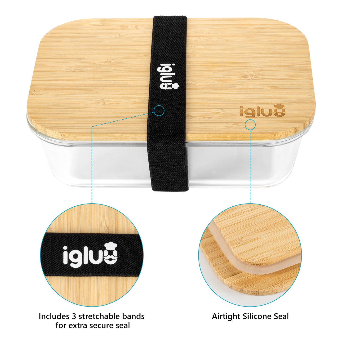 Glass Containers with Bamboo Lids - Assorted sizes - 3 PACK