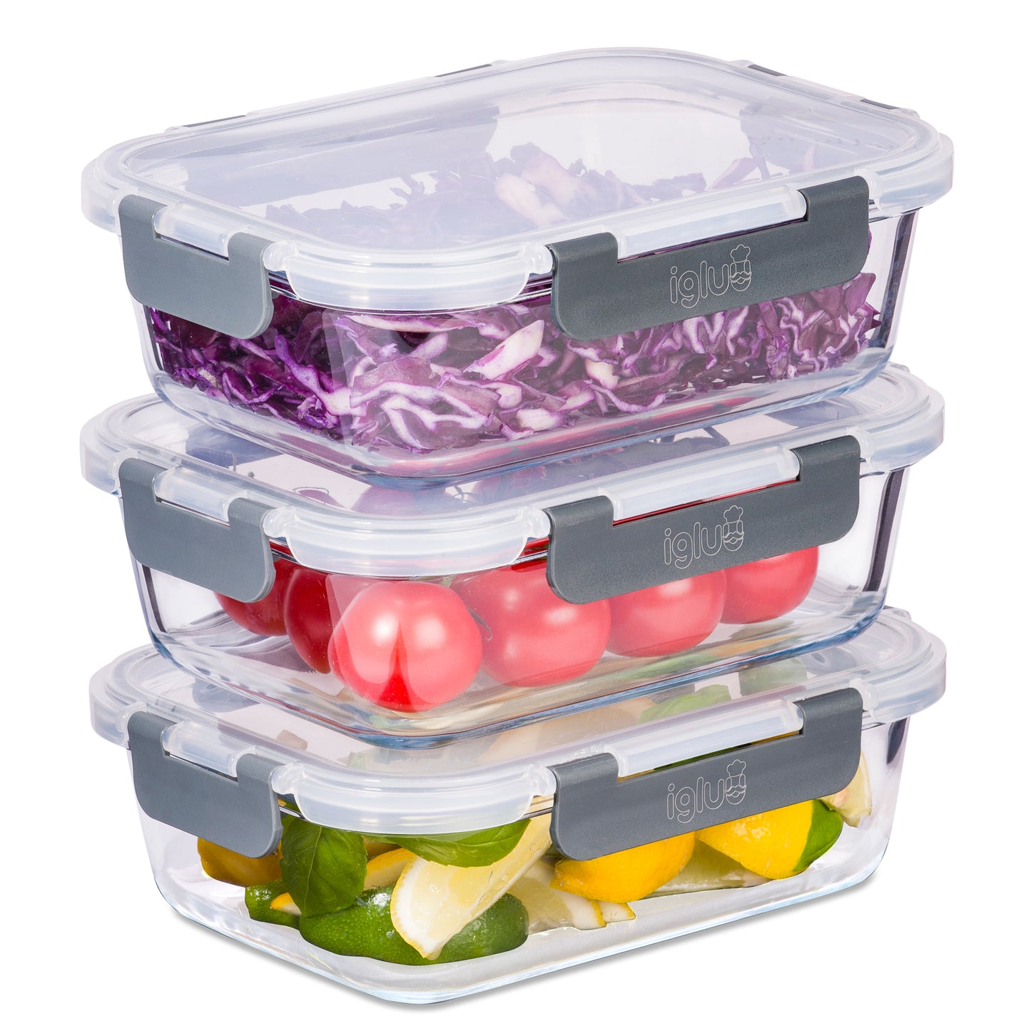 Glass Containers with Snap Lock Lids 1050ml
