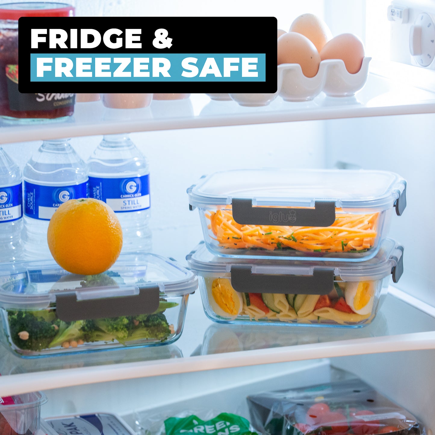 Glass Containers with Snap Lock Lids 1050ml