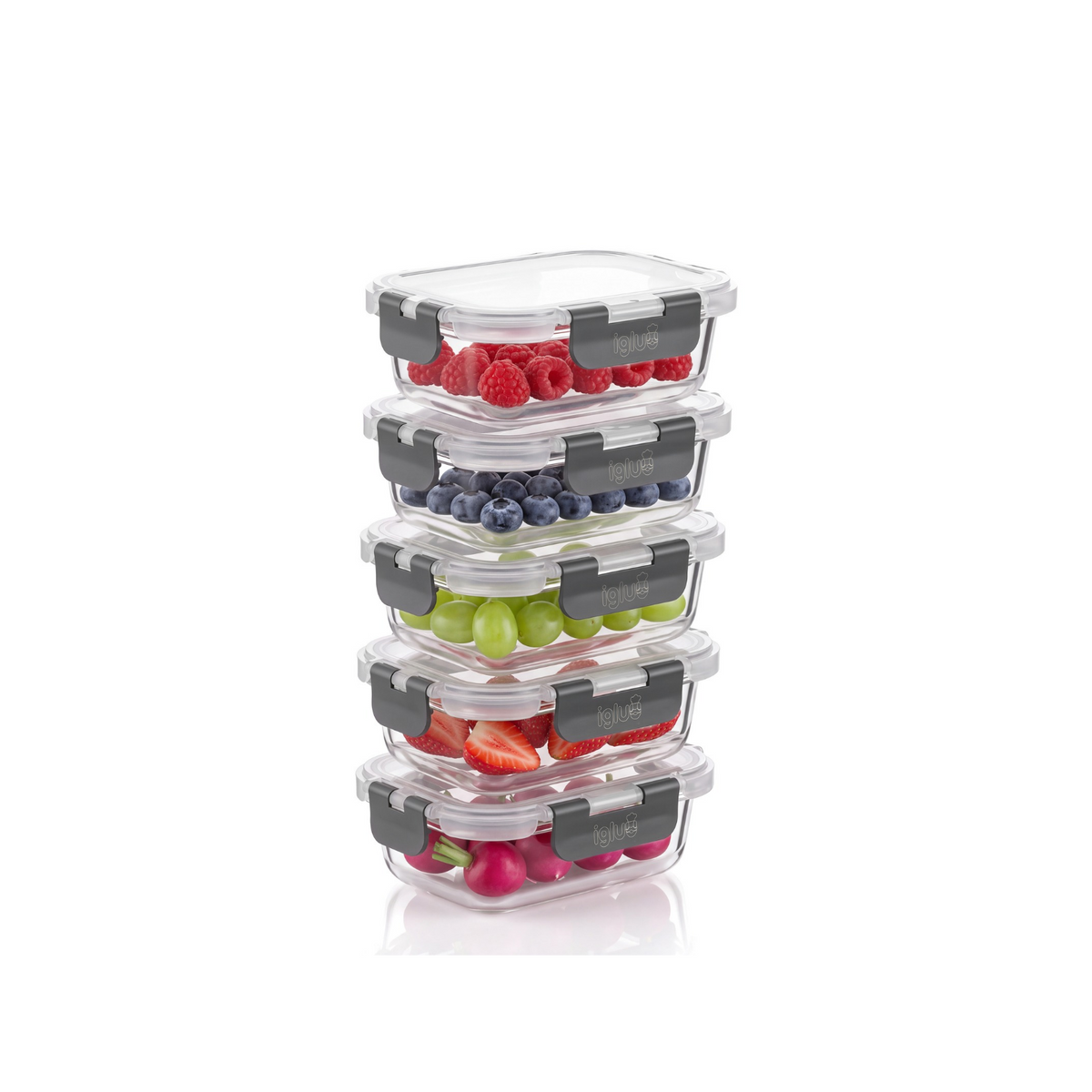 Rectangle Glass Food Storage Containers - 370ml - 5 PACK
