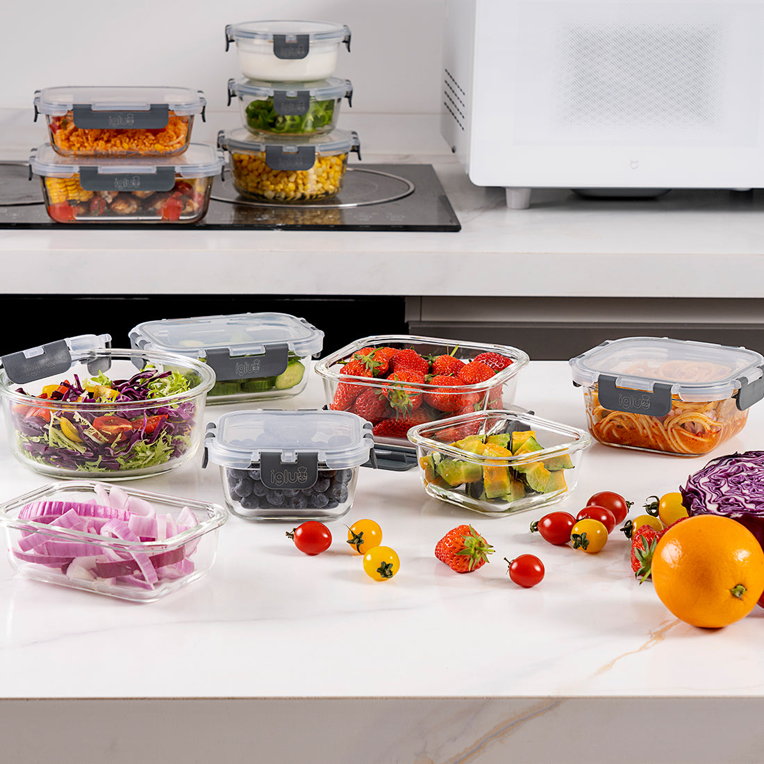 12-Set Glass Food Storage Container with Airtight Snap Locking Lids