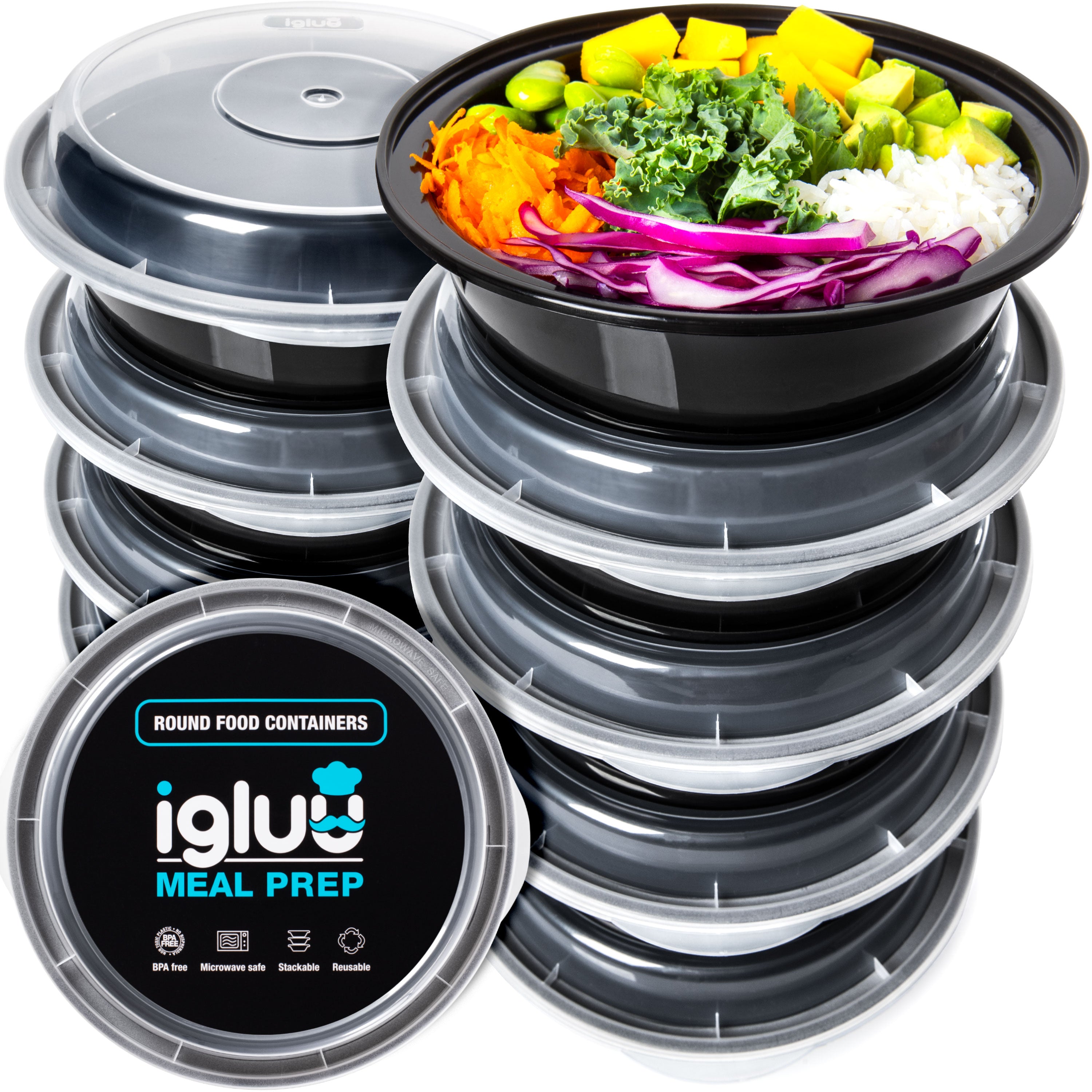 Round Meal Prep Food Containers (10 Pack) | Igluu Meal Prep